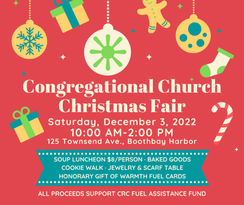 Annual Congregational Church Christmas Fair Dec. 3 Boothbay Register